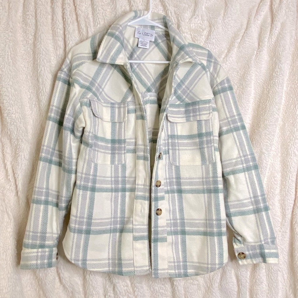 Cream Green & Blue Shacket